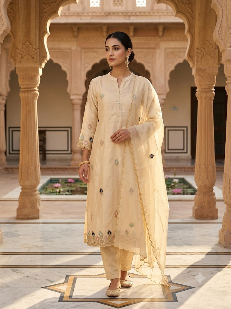 Chinnon Kurti Pant Dupatta Set